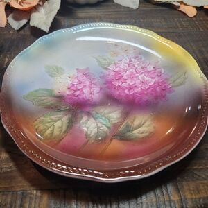 Floral Art Plate with Pink Hydrangeas